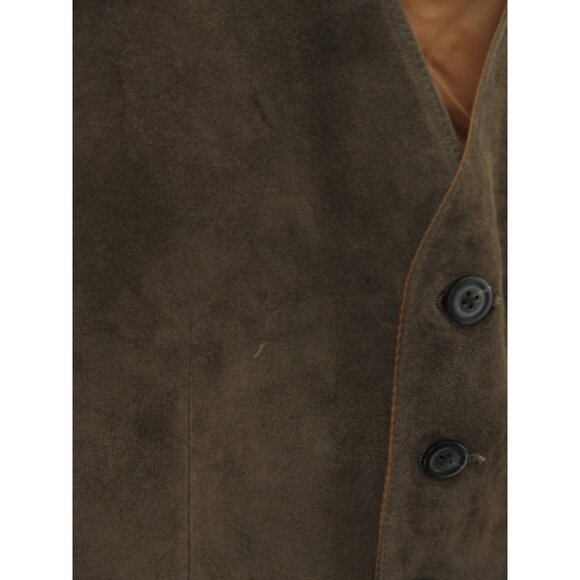 VINTAGE Banana Republic Vest XS Waistcoat Leather Suede Safari 90s * - Picture 3 of 12